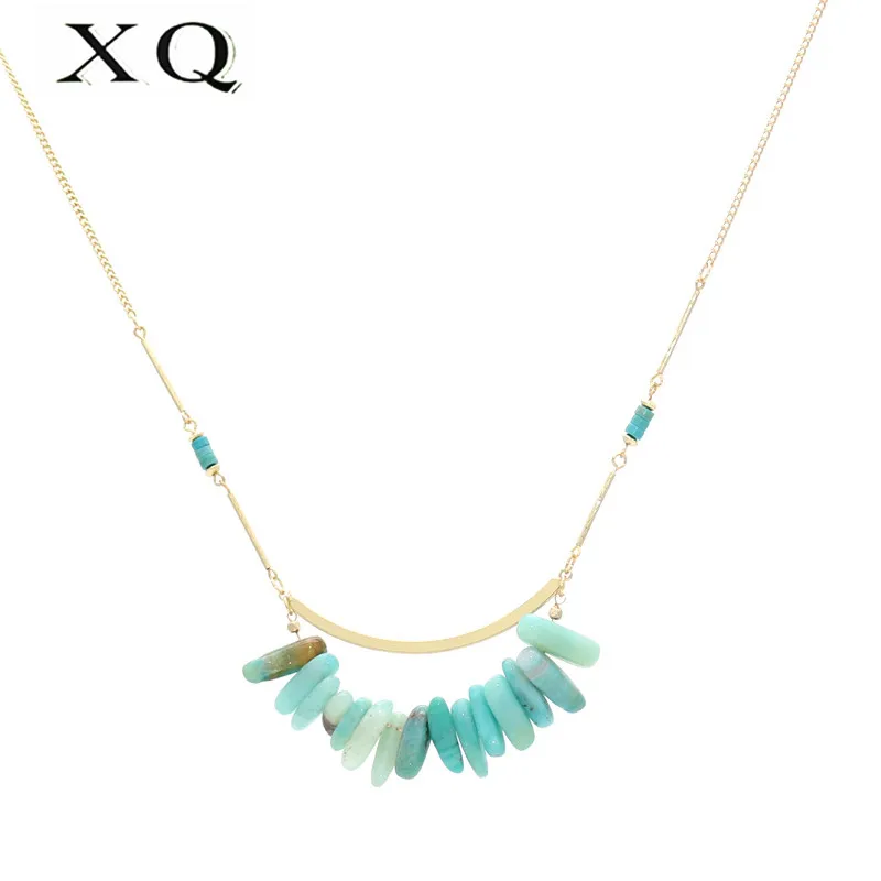 XQ2019 new zinc alloy wood combination square tube geometric element pendant long necklace for women jewelry | Украшения и