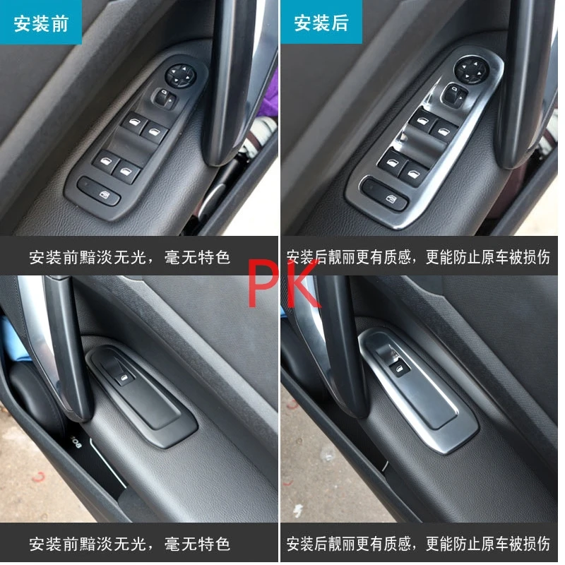 

ABS Chrome Glass Electric Window Lifter Switch Cover Frame Trim Car Styling Accessories for Peugeot 408 2014 2015 4pcs/set