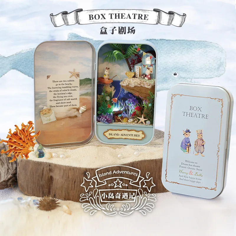 

mylb Island Adventures Box theatre DIY Mini Dollhouse 3D Wooden Puzzle Miniature Dolls Furnitures Handmade Decor Collectio