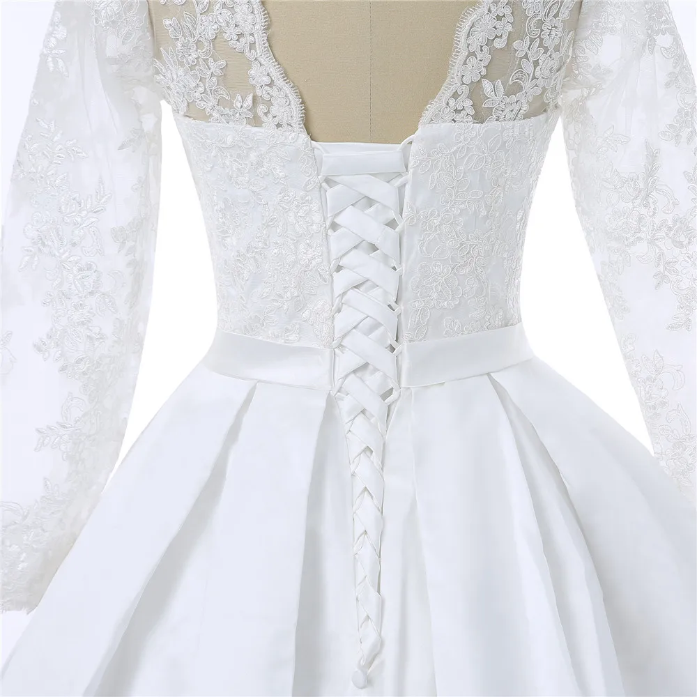 

Muslim Vestido De Noiva Wedding Dresses Ball Gown Scoop Long Sleeves Lace Boho Cheap Wedding Gown Bridal Dresses