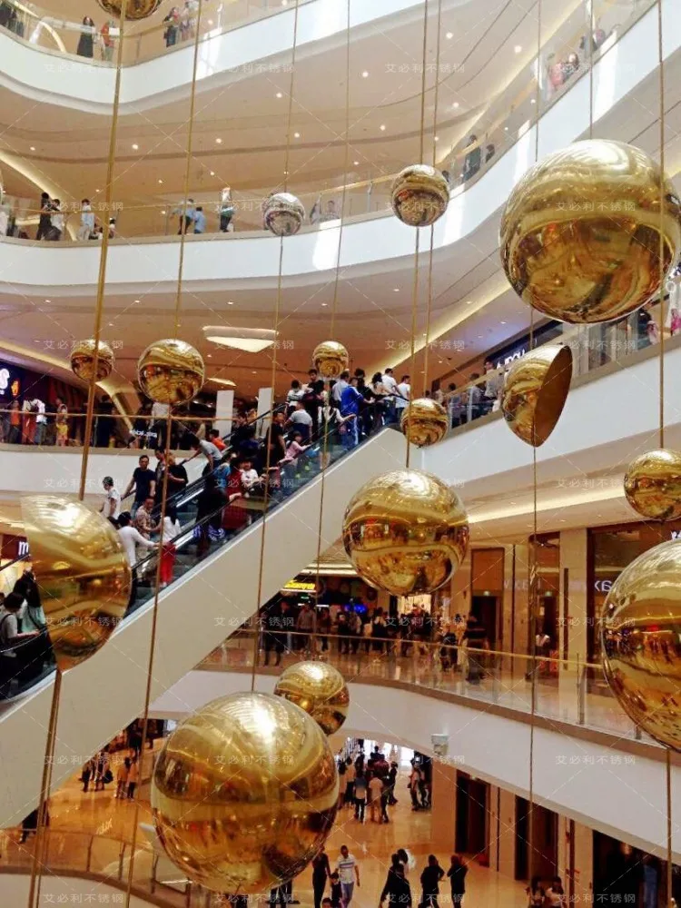 2 шт 75 мм в диаметре Золотой шарик из нержавеющей стали полый шар декоративный