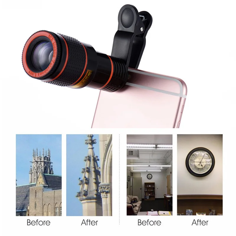 Fisheye Wide Angle Macro Lentes 12X Telephoto Zoom Lens Microscope Telescope Monopod Tripod Holder ShutterFor iPhone 5 6s 7 Plus | Мобильные