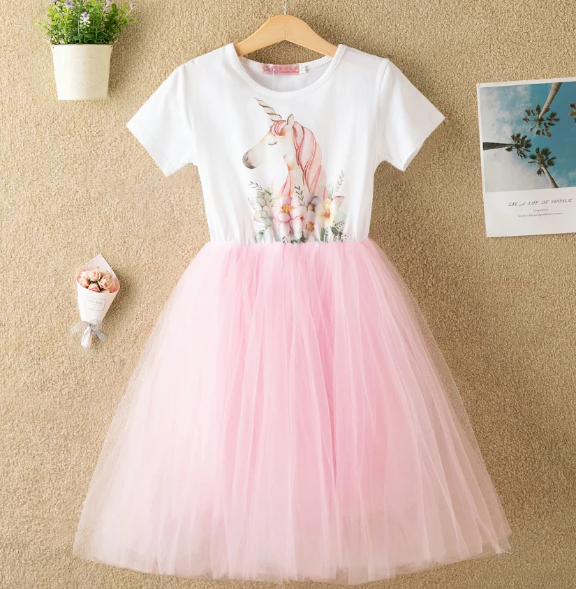 Girls Fancy New Design Unicorn Dress Girl Princess Rainbow Party Summer Kids Easter Costume Dress3-8Y | Детская одежда и обувь