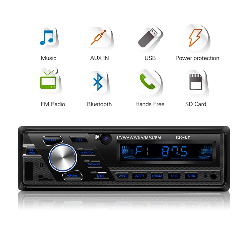 24 В автомобильный bluetooth-плеер стерео Aux Iso Интерфейс Mp3 Fm/Usb/радио mp3-плеер 520-Ut |