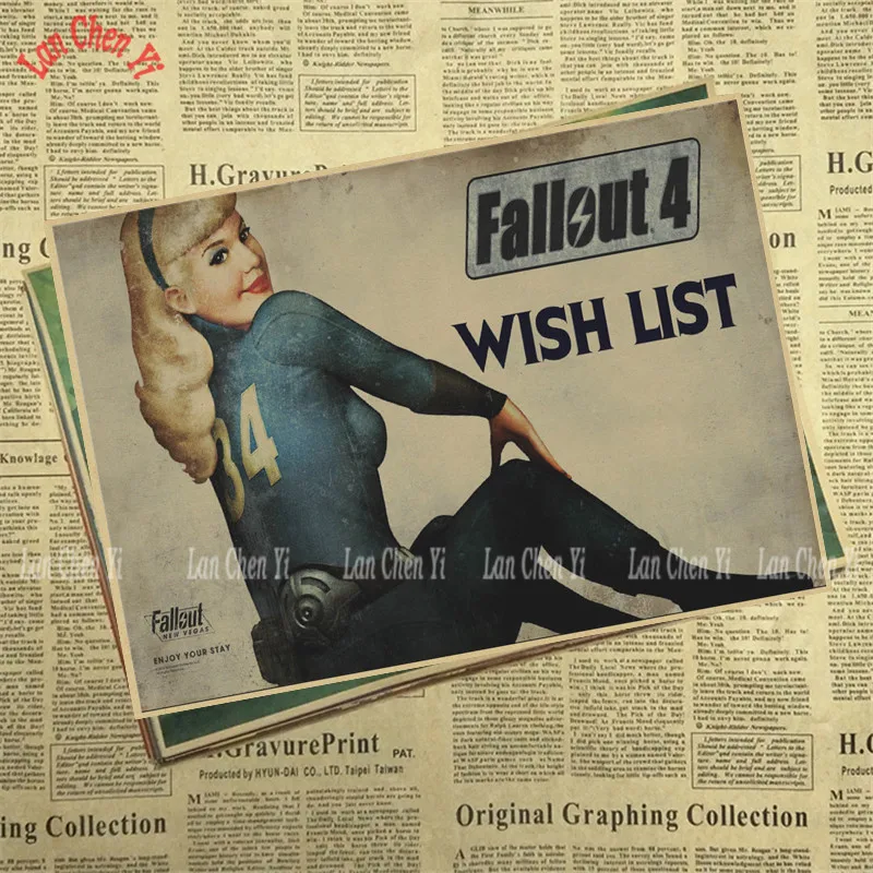 Fallout Классическая серия ностальгическая матовая крафт-бумага плакат офисный подарок столовая домашний Декор стикер дизайн - Цвет: Небесно-голубой