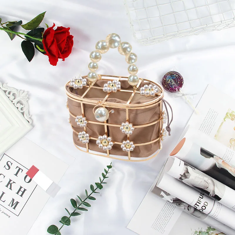 Роскошные женские сумки из натуральной кожи Diamond Decorative корзина сумка Стразы клетка с украшением в виде кристаллов женская сумка с жемчужным сумка для вечерние свадебные вечерние сумки