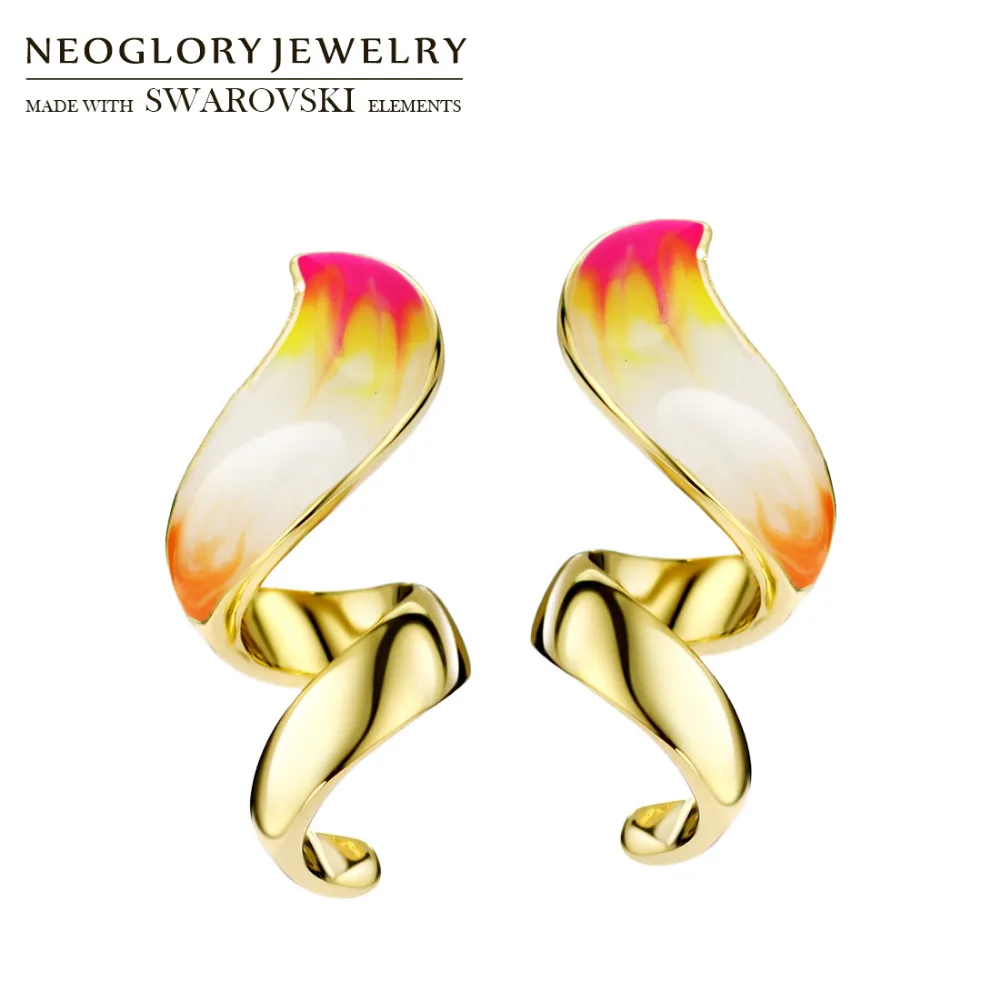 Женские эмалевые серьги Neoglory этнические разноцветные геометрические