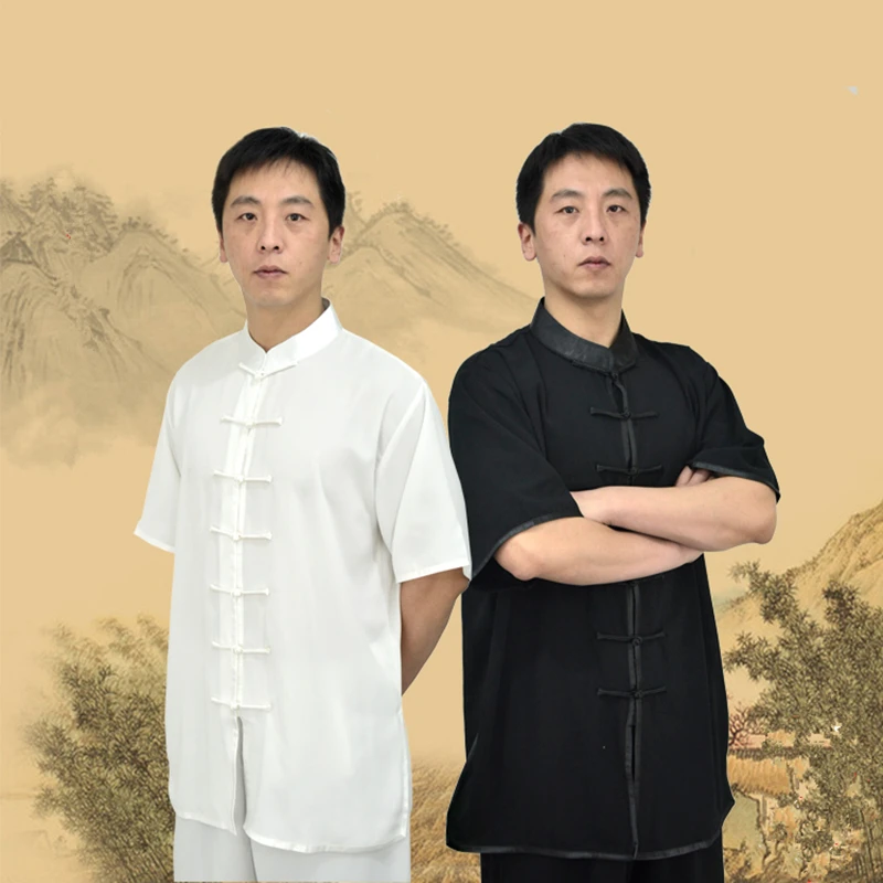 

New Summer Unisex Tai Chi Suits Martial Arts Kung Fu Performance Uniform Half Sleeves Wushu Suit Morning Exercise Clothes