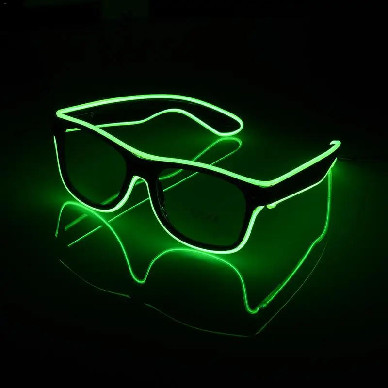 Green Светодиодный светящийся EL Wire, модные неоновые очки для танцев, вечерние, для бара, для встречи, светящиеся, Рейв, костюм, вечерние, атмосферные реквизиты - Цвет: Green