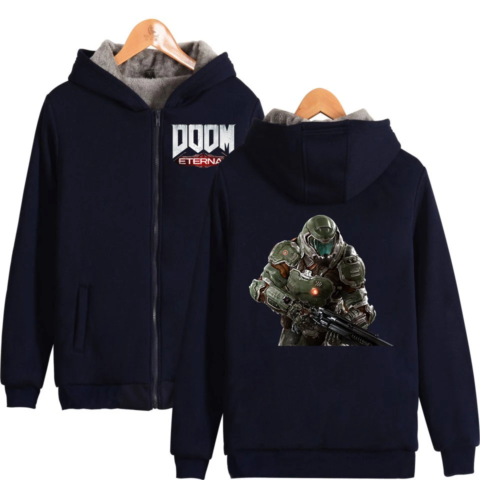 Doom Eternal толстовки флисовые повседневные свободные свитера с принтом