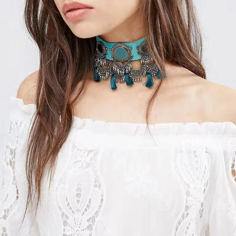 Hot New Fashion Maxi Necklace For Women Z Choker Chain Statement Tassel Charm Black stone Necklaces &amp Pendants | Украшения и