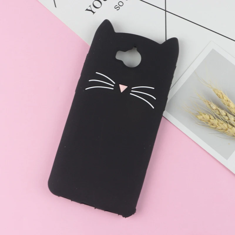 Силиконовый 3D чехол с милыми животными для huawei Honor Y6 Pro/4C Pro/Enjoy 5/Honor Holly 2 Plus TIT-AL00 Y6Pro TIT-U02 чехол с кошкой - Цвет: HuXu Black