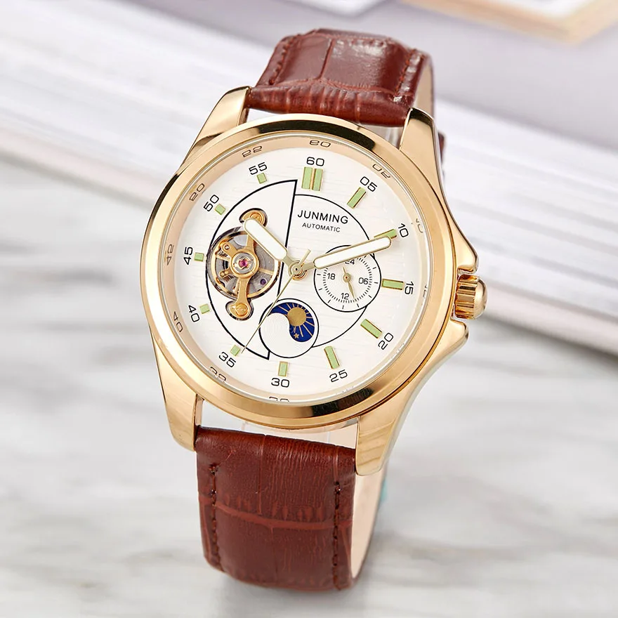 Mechanical Watch 4 Автоматические механические часы мужские роскошные часы со скелетом, фазой Луны, из нержавеющей стали, самоветер, светящиеся наручные часы, мужские часы - Цвет: Mechanical Watch 4