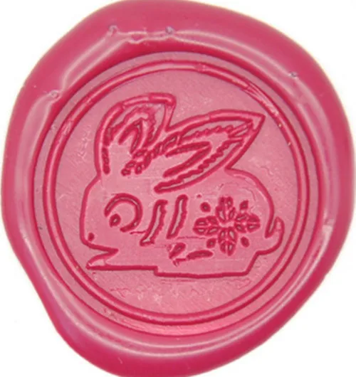 Печать восковая с кроликом латунная головка деревянной ручкой для свадебных