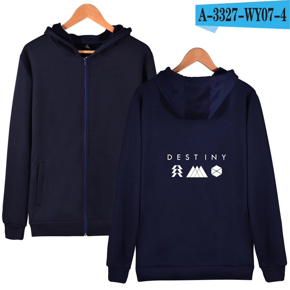 Толстовка с надписью Destiny на молнии, осенняя брендовая Толстовка lusury, Мужская толстовка в стиле хип-хоп, черные толстовки, пальто, Destiny - Цвет: navy bule