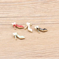 20pcslot fashion women high heeled shoes diy pendants charms oil drop metal alloy bracelet enamel charm