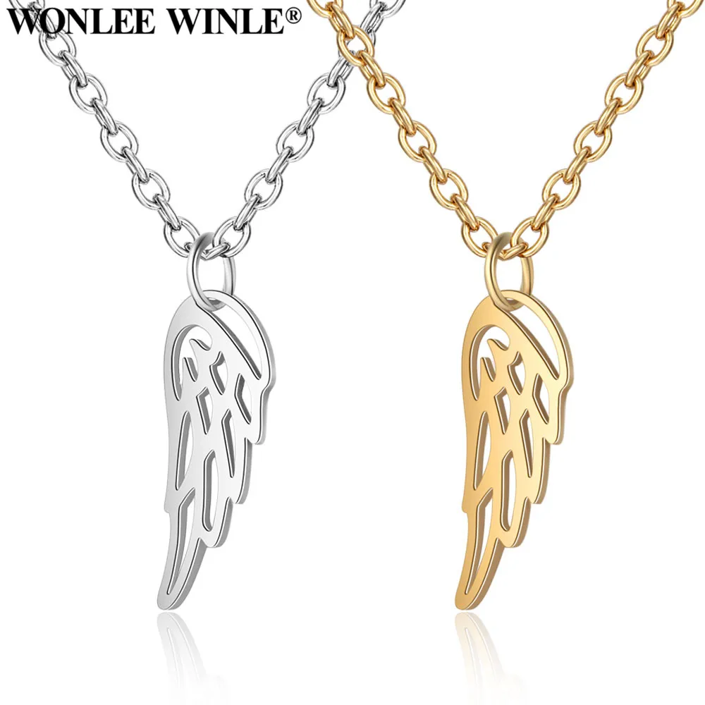 Wonlee Winle 316l подвески из нержавеющей стали золотые и серебряные крылья ангела кулон