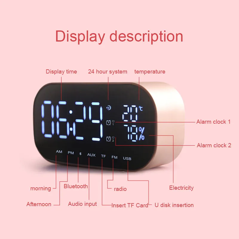 Новые портативные беспроводные bluetooth колонки светодиодные будильники радио