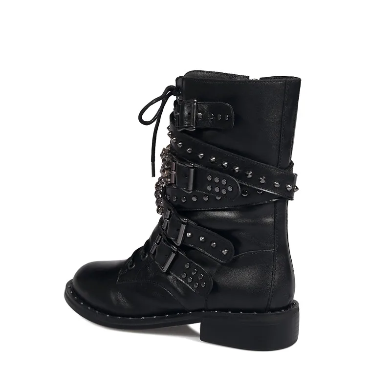 COSMAGIC/2017 г. новые женские ботинки Мартенс из натуральной кожи с заклепками и