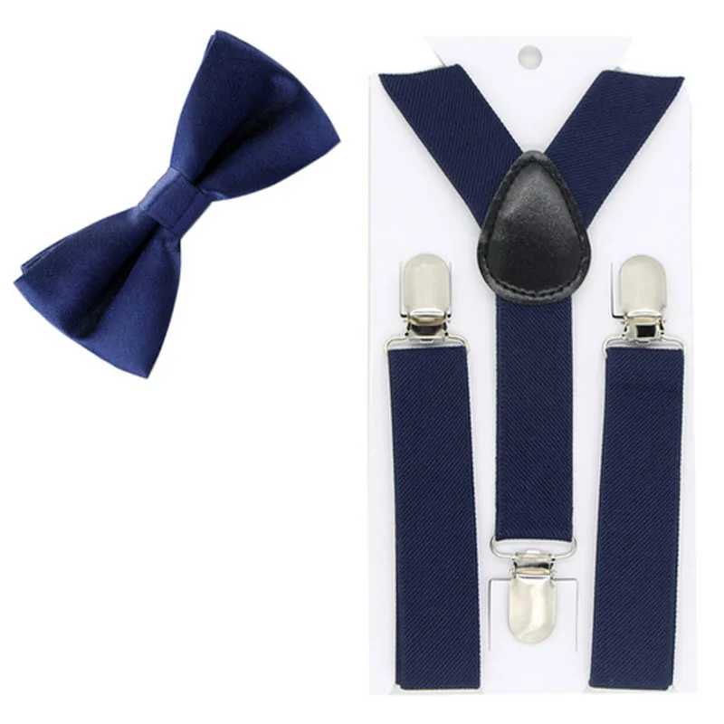 13 navy 40 цветов, Детские подтяжки, эластичные регулируемые Y-Back подтяжки, детские галстуки-бабочки для свадебной вечеринки - Цвет: 13 navy