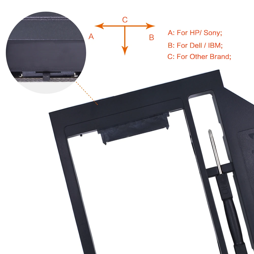 TISHRIC Пластик Универсальный 2nd HDD Caddy 12 7 мм SATA 3 0 Optibay для 2 5 'ƈTB жесткий диск SSD