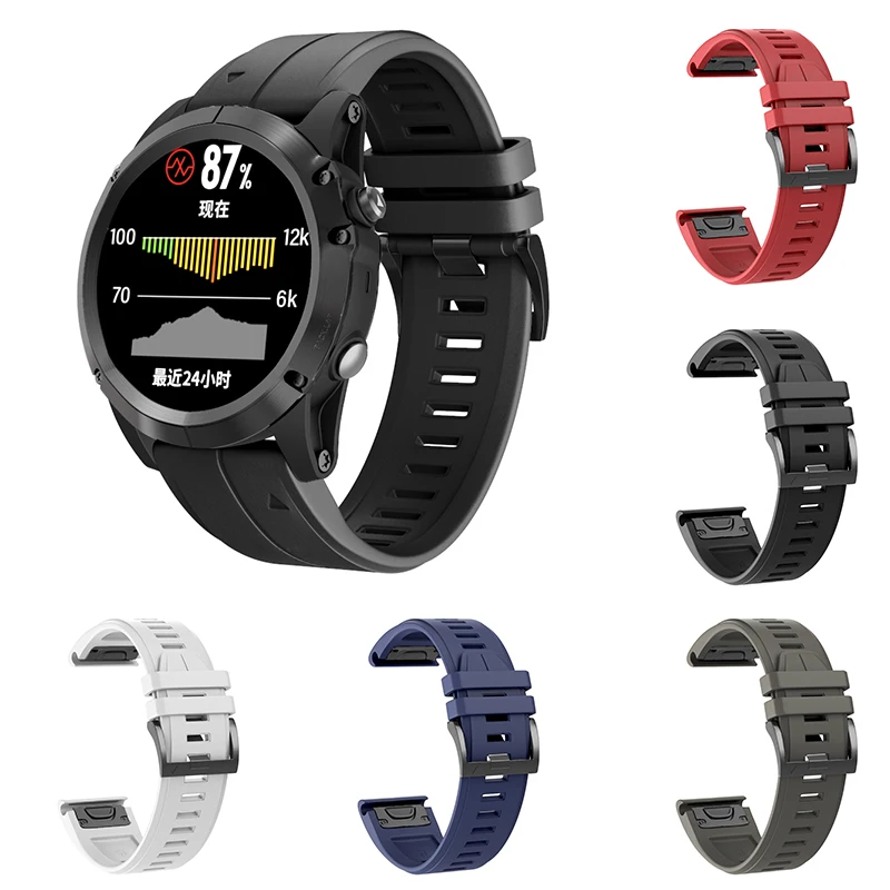 26 мм силиконовый ремешок для часов Garmin Fenix 5X спортивные Смарт-часы Tabby силиконовый ремешок для часов с черной пряжкой