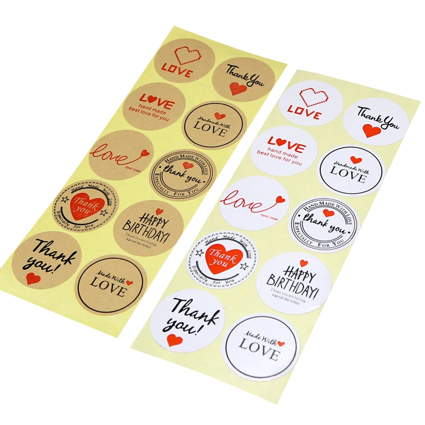 

1000 Pcs/lot Retro English words Kraft Paper Label Sticker DIY Stickers For Hand Made Gift Cake Baking Sealing Label Sticker