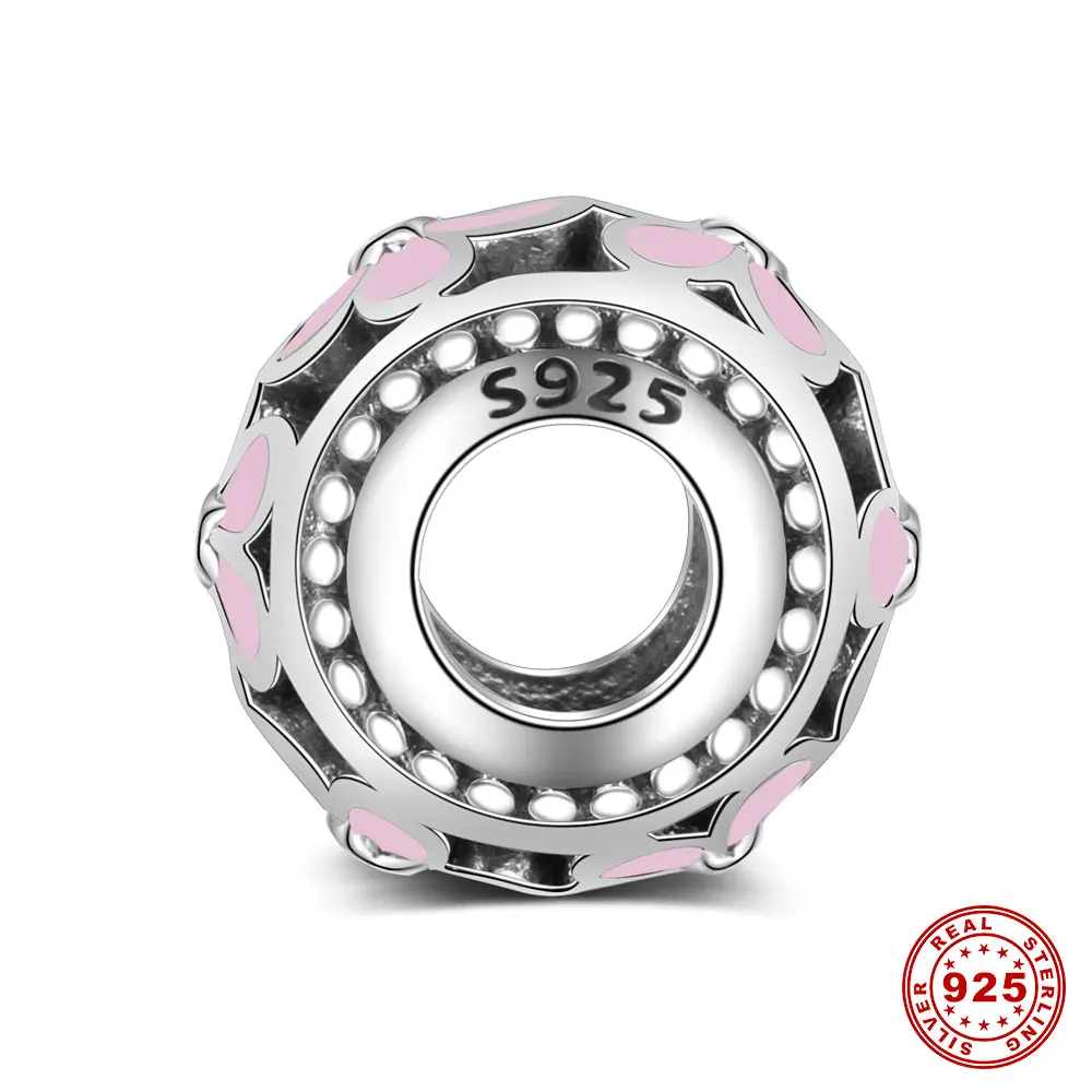 Серебро S925 пробы Клевер Шарм-бусины в виде цветка Vnistar оптом сердце цветок Сделай Сам 925 серебро Европейский бисер "талисман"