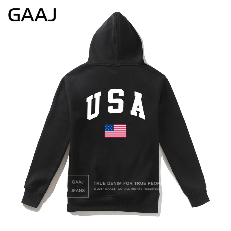 GAAJ, США, американский флаг, мужская толстовка с капюшоном, Женская Повседневная брендовая Новинка, высокое качество, мужские флисовые толстовки, хлопковые пальто - Цвет: Black With Zipper