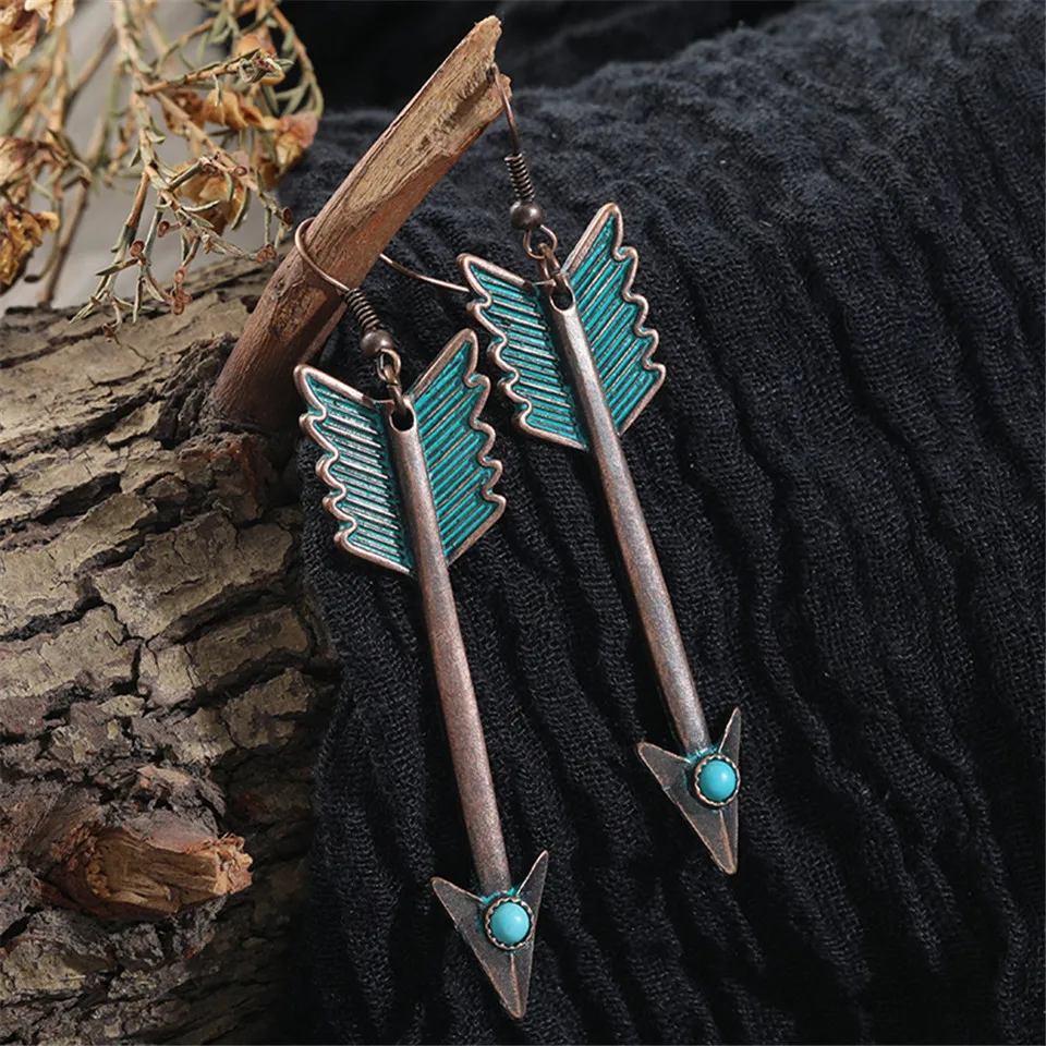 Fashion Vintage Bohemia Black Hollow Water droplets Round Circle arrow triangle Tassel Women's earrings Charm Ethnic jewelry