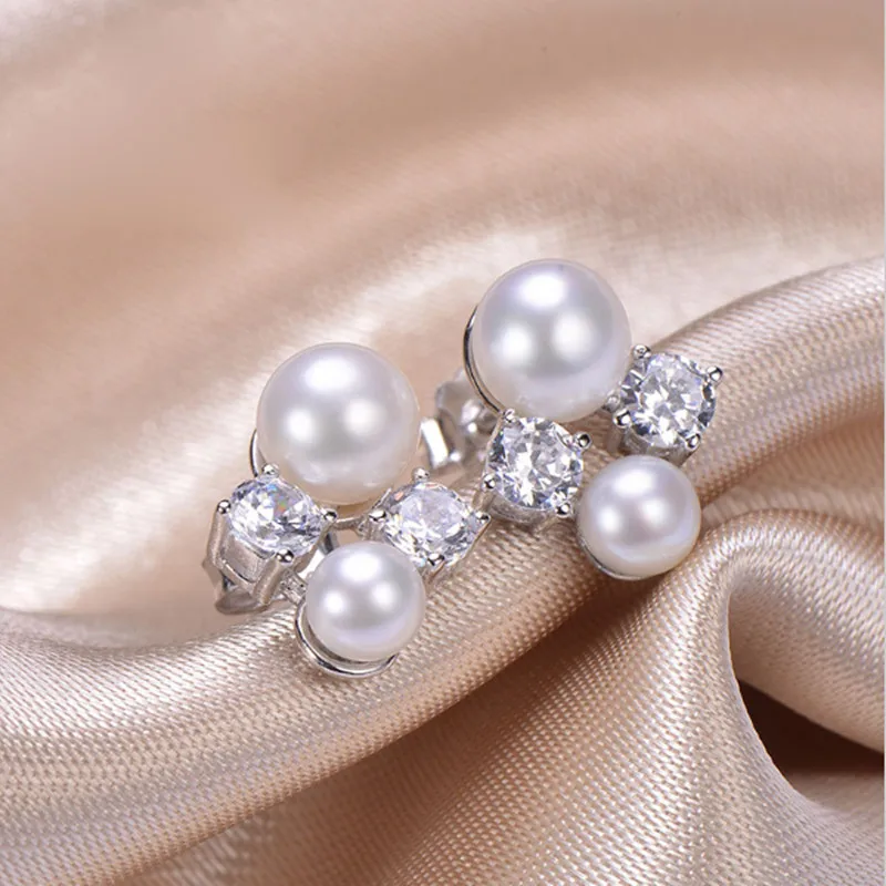 Женские серьги гвоздики из настоящего стерлингового серебра 925 пробы с двойным