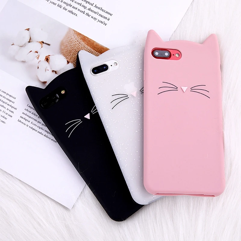 

3D Cartoon Soft Silicone Case For Samsung Galaxy S6 S7 Edge S9 S10 Plus J3 J5 Pro 2017 2016 Capa Cute Beard Cat Ears Phone Cover