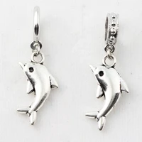 cute dolphin dangle charms jewelry silver endless bracelet charms pendant fit 6mm round leather endless bracelet 20pcs