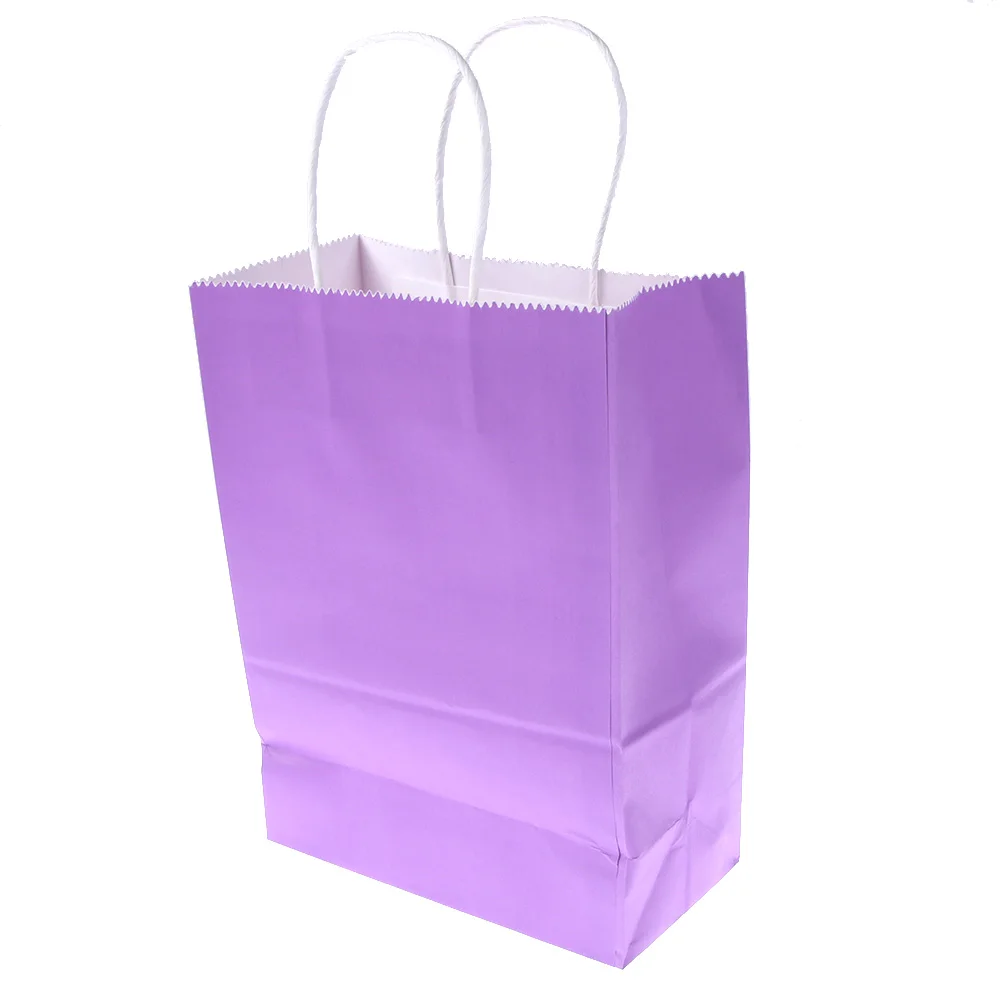 purple 1 шт перерабатываемые 10 цветов вечерние сумки крафт-бумага Подарочный пакет с ручкой магазин Loot сумка - Цвет: purple