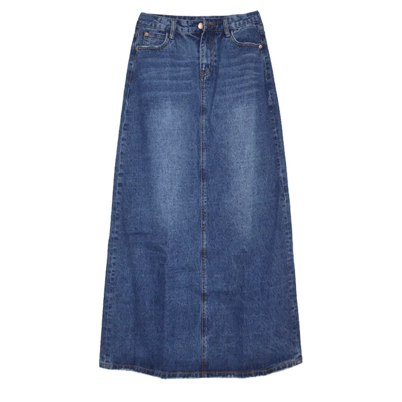 TIYIHAILEY Fashion Long Casual Denim Skirt Spring A-line Plus Size S-2XL Long Maxi Skirts for Women Jeans Skirts image 4
