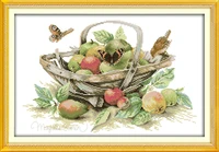 fruit basket and tutterfly printed canvas dmc counted chinese cross stitch kits printed cross stitch set embroidery needlework
