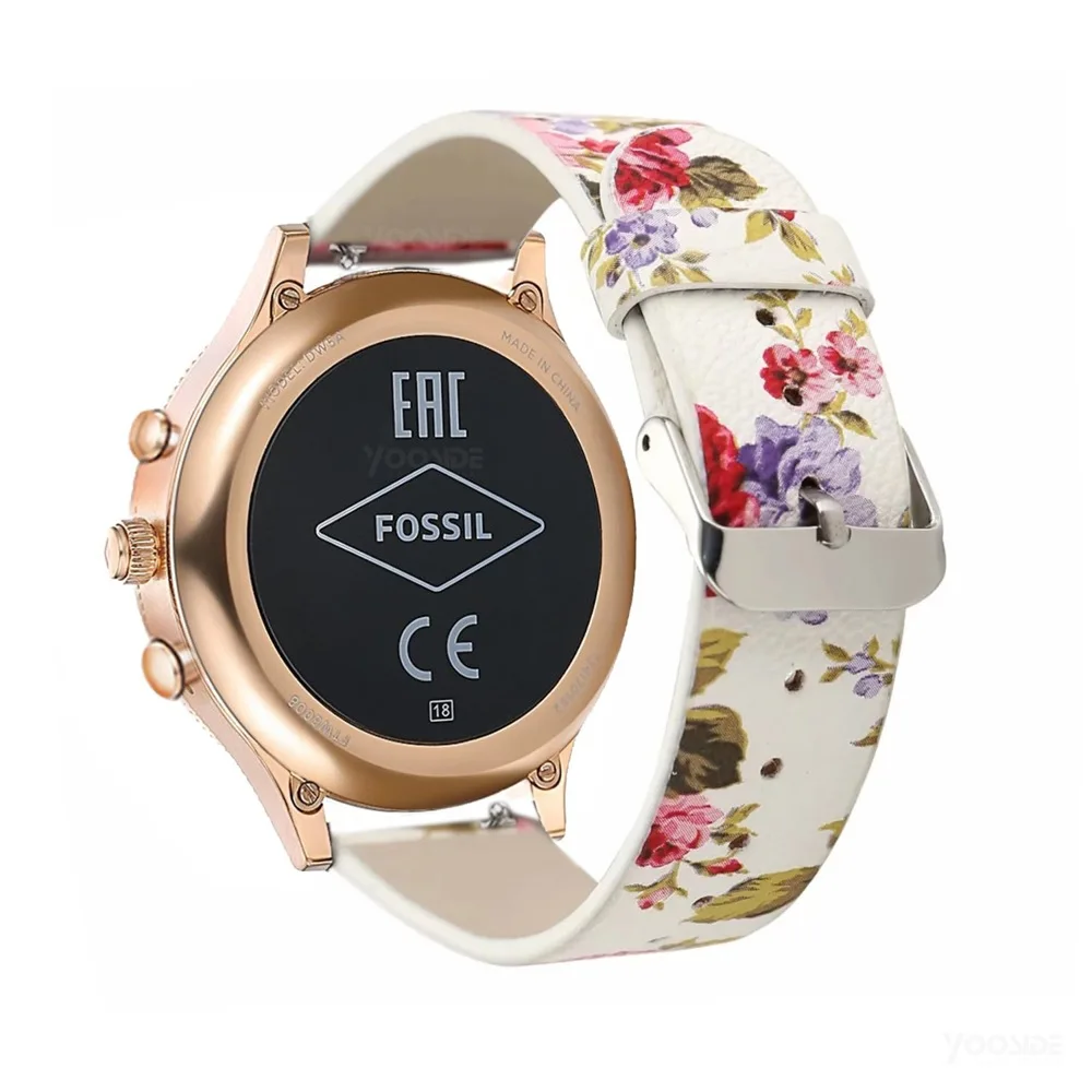 Для Fossil Q Venture 18 мм Быстрый выпуск цветок кожаный ремешок для часов браслет для Fossil Q Venture Gen3/Gen4 HR/Ticwatch C2