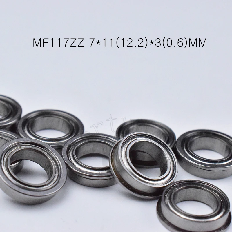 MF117ZZ 7*11 (12,2) * 3 (0,6) мм, 10 шт., подшипник из искусственной стали MR117, металлический герметичный, бесплатная доставка, подшипники из хромированной стали