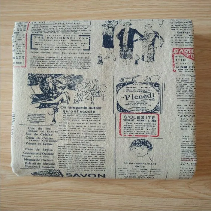

150cm X 50cm English newspaper printed linen cotton fabric canvas printing crafts cloth for luggage/tablecloth/sofa sets