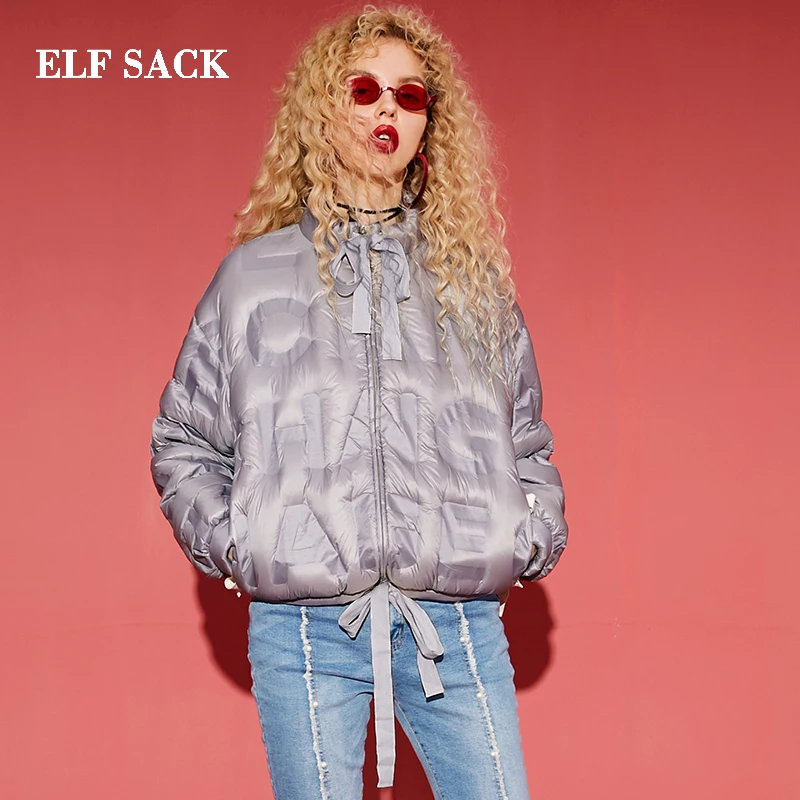 ELFSACK новинка женский пуховик 90% белый утиный пух пальто пэтчворк полный толстый