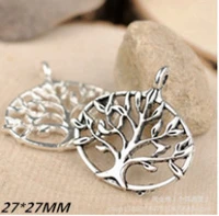 50pcs 27mm antique silver tonebronzesilver plated hollow filigree lucky wish tree of life oval connector pendant charmfinding