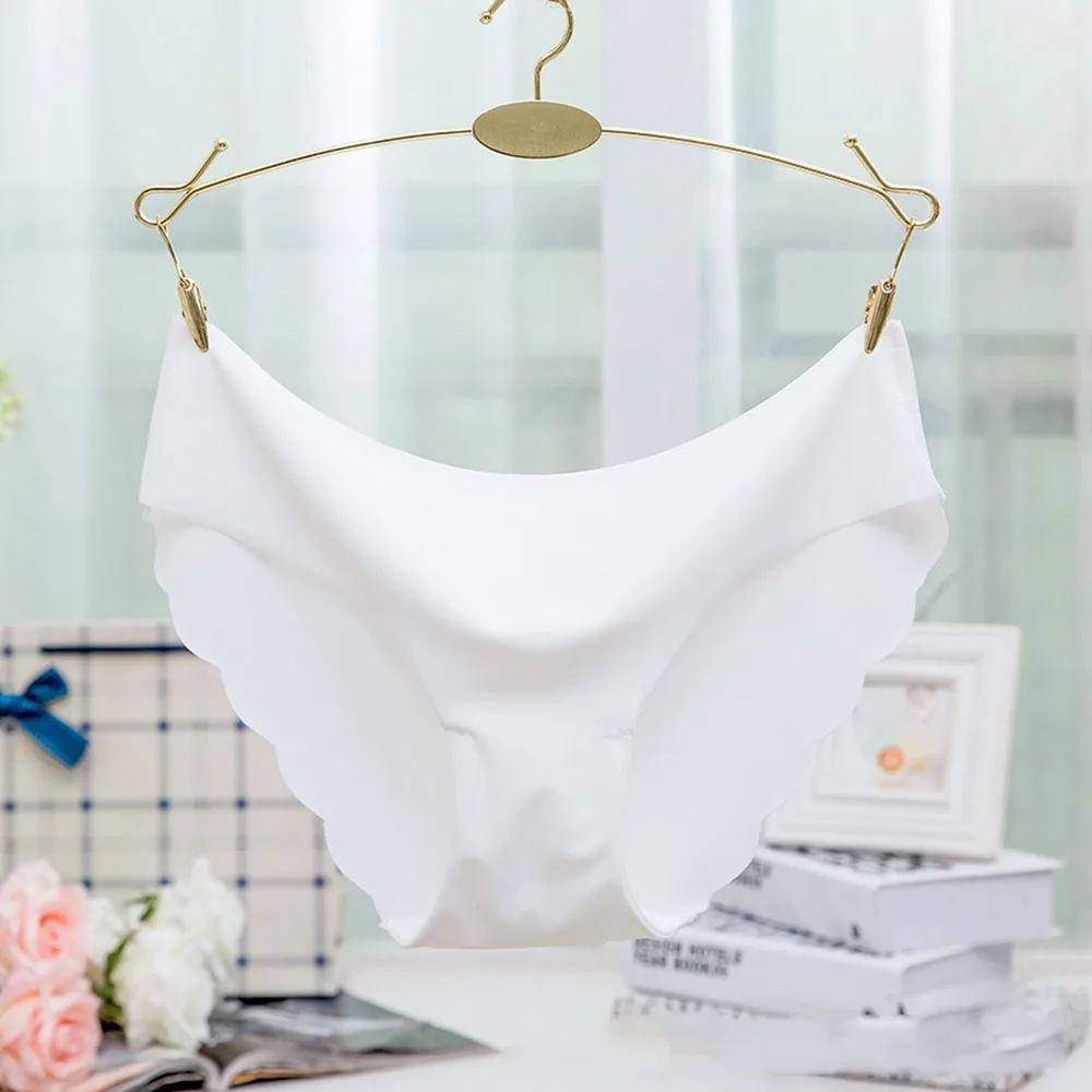 Шелковые женские бесшовные мягкие трусы ультра тонкие трусики с низкой талией