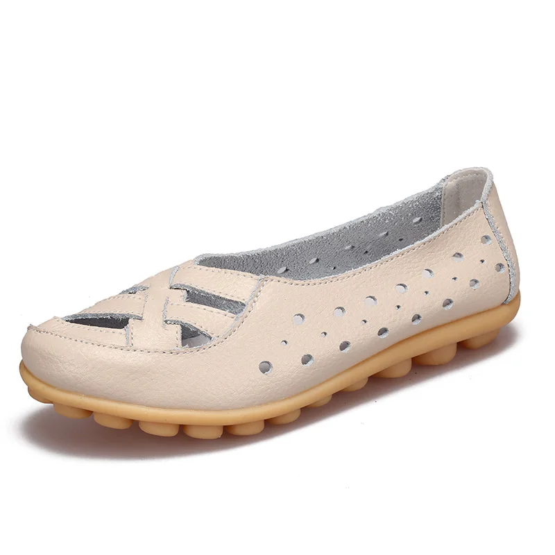 Мокасины BeckyWalk женские из натуральной кожи мягкие босоножки с перфорацией обувь