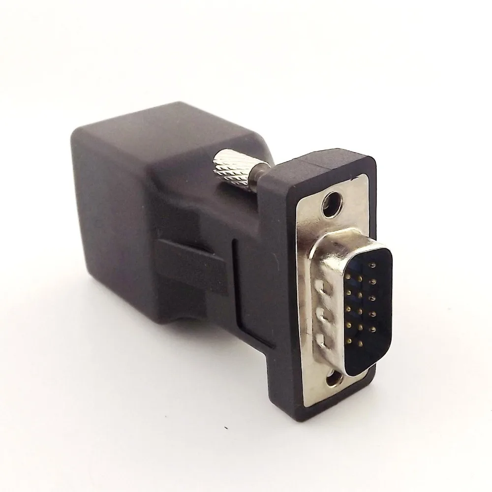 1 шт. DB15 VGA папа к RJ45 гнездовой соединитель расширителя CAT5 5e 6 сетевой кабель