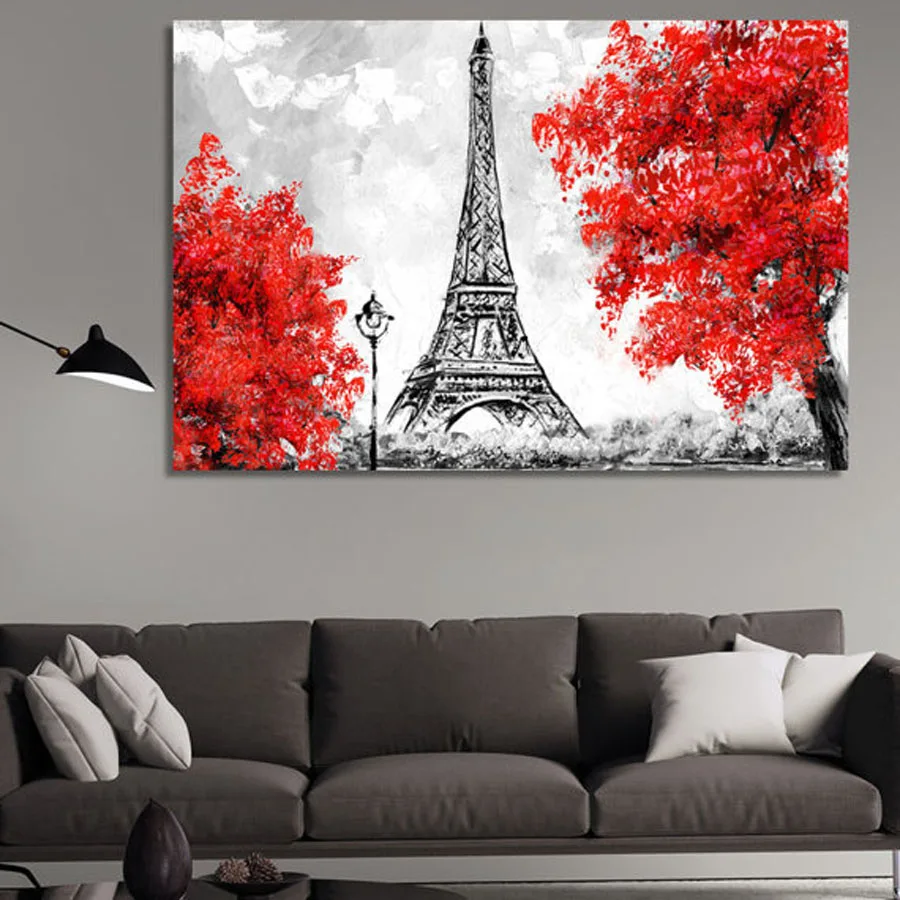 Эйфелева башня красное дерево Европейский пейзаж diy Полный 5d алмазная вышивка