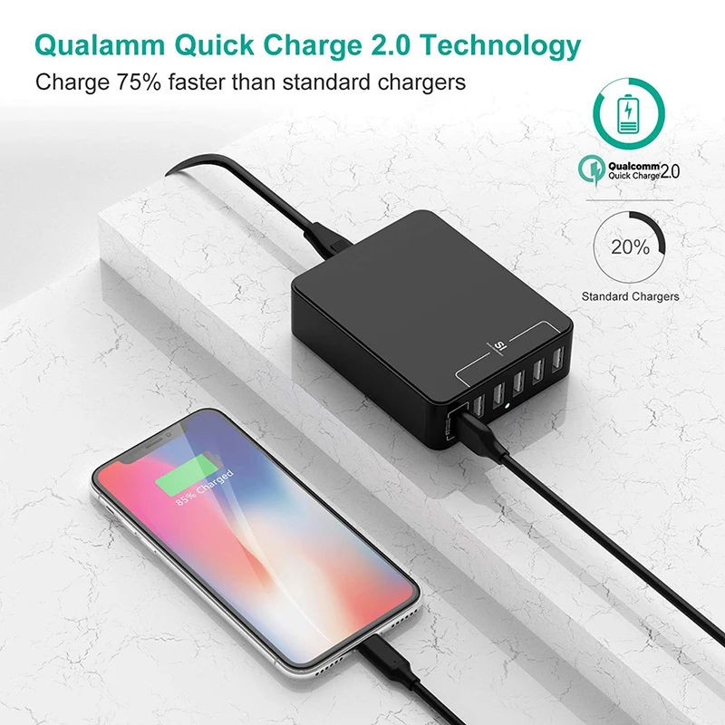SeenDa QC2.0 быстрый USB Зарядное устройство 35 Вт 6-Порты зарядка через usb станция для быстрой зарядки USB для телефона Зарядное устройство для iPhone samsung LG Xiaomi штепсельная вилка стандарта США