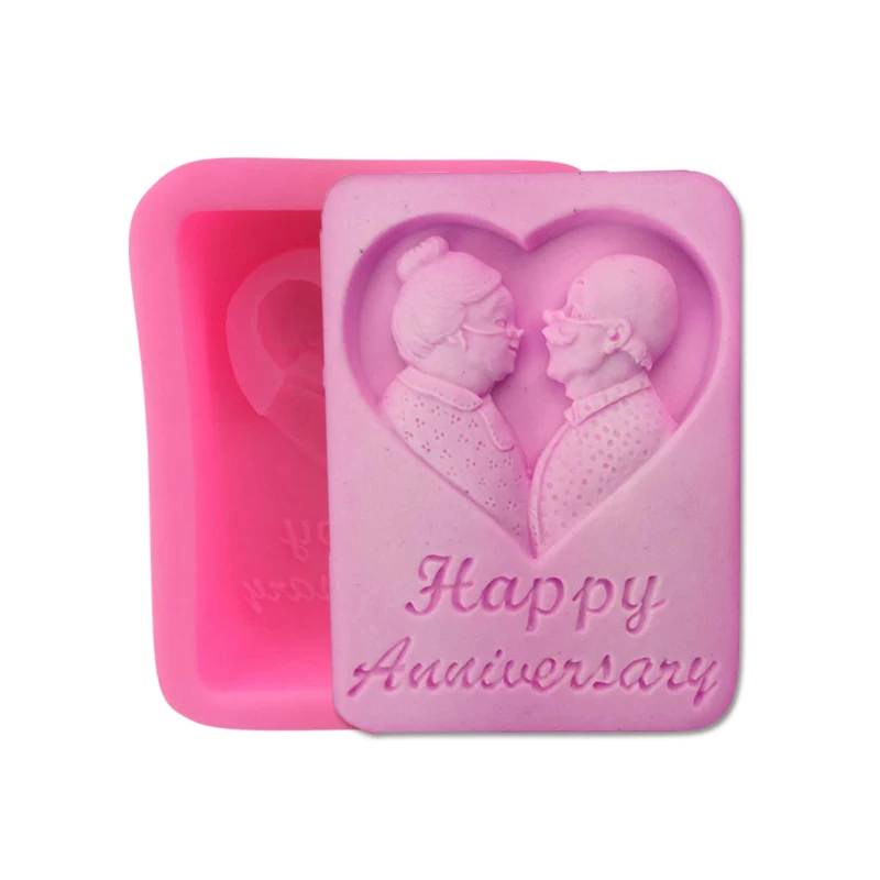 

New Happy wedding anniversary 3D chocolate soap Moulds DIY fondant cake decorating tools silicone mold kitchen baking utensils