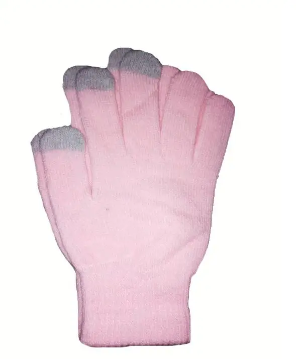 Light Pink Fashion Female Wool Knitting Touched Screen Gloves Winter Women Warm Full Finger Gloves Stretch Warm Guantes Knit Mitten - Цвет: Light Pink