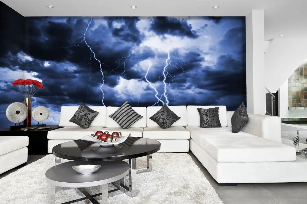 

[Самоклеющиеся] 3D Lightning Clouds Night 52 настенная бумага настенная печать настенные наклейки