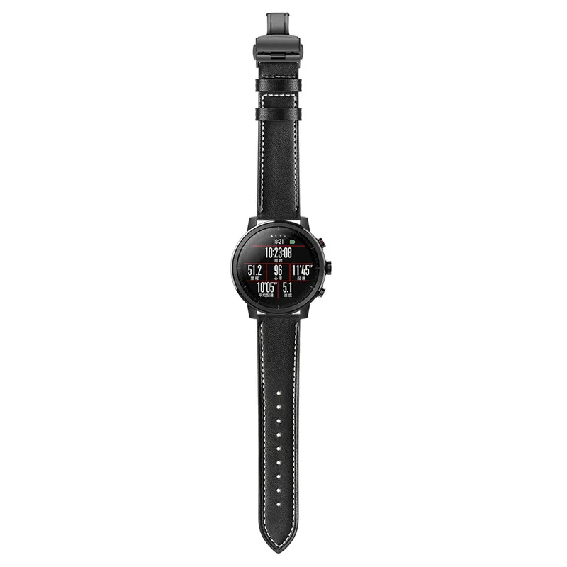 Ремешок для часов Xiaomi Huami Amazfit Stratos 2 2s из кожи высокого качества с металлической
